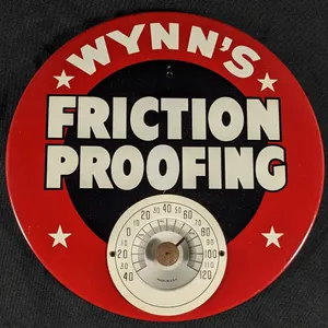 TIN THERMOMETER SIGN WYNN'S FRICTION PROOFING
