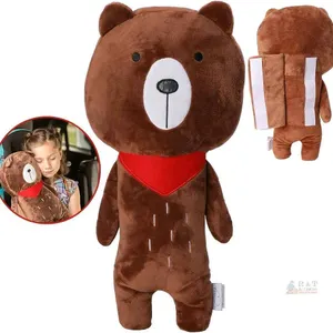 New Barelove Seat Belt Cover Pillow Plush Teddy Bear, Car Seatbelt Cushion Shoulder Neck Support Protector Pad, Soft Stuffed Plush Travel Vehicle Safe