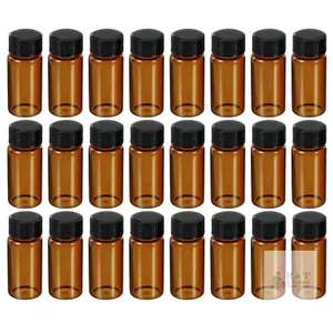 New 24pcs 10mL Amber Glass Vials with Screw Caps Liquid Sample Vial Storage