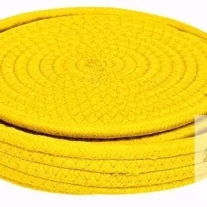 New 4pcs Woven Yellow Spiral 9" Trivets With Holder, Heat Resistant Mat Protect Counter, Coasters Set Home Essentials Farmhouse Decor