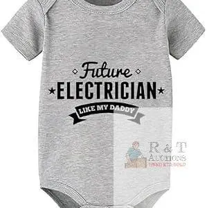 New Size 0-3 Months - Grey -  Future Electrician, Like My Daddy! Newborn Romper Short Sleeve Summer Onesie