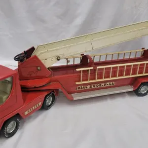 Vintage Nylint Aerial Hook-N-Ladder Fire Truck Pressed Steel Toy, 30” Long, 1970s-80s USA