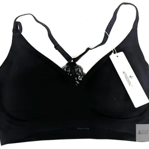 New Size LG Women's ANGOOL Plunge Bra for Women Wireless Seamless Full Coverage Bra Lace Racerback No Underwire Supportive T-Shirt Bra