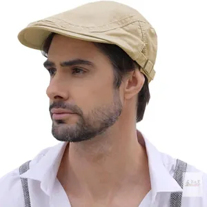New O/S Men's Men 100% Cotton Newsboy Cap Timeless Elegance, Classic Flat Hat, Stylish Boina, Fashionable Headwear