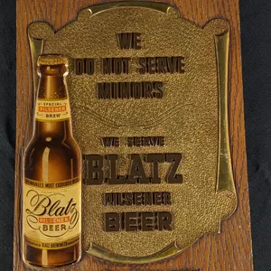 1945 FIBRE SIGN BLATZ PILSENER BEER WE DO NOT SERVE MINORS MILWAUKEE WISCONSIN WIS WI