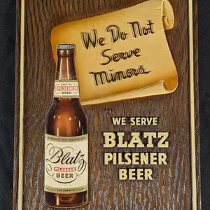 1945 FIBRE SIGN BLATZ PILSENER BEER WE DO NOT SERVE MINORS MILWAUKEE WISCONSIN WIS WI