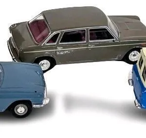 3 Vintage Lledo Vanguard Diecast Cars : Ford Classic, Ford Anglia, Wolseley Austin/Morris 1800/2200