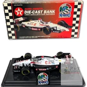 Vintage Mario Andretti Diecast 1994 Collector Back With Key & Box, 1:24 Scale Replica Indy Car With Display Stand