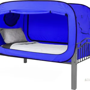New ANC POP Bed Tent Full Bed Canopy Portable Dream Tent for Adult Indoor Sleeping Tents with 2 Doors Breathable Private Space Tents, Blue