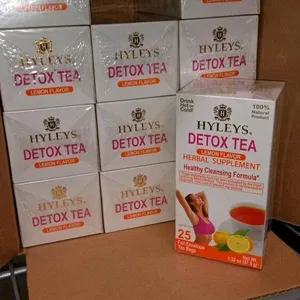 12 Hyleys Detox Tea Lemon Flavor, 25 Foil Envelope Tea Bags, 1.32 oz, 100% Natural Herbal Supplement bb 2024