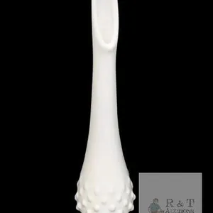 Vintage Signed Fenton Swung Milk Glass Hobnail Bud Vase, 10.25" Tall, No Chips or Cracks