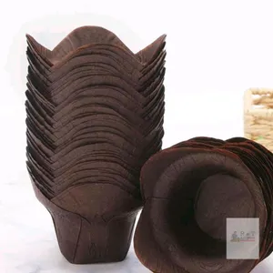 New 100pcs Lotus Style Baking Cups Cupcake Liners Cupcake Baking Cups Muffin Liners Greaseproof Paper Cup Cake Liner Oil Proof Paper (Dark Brown)