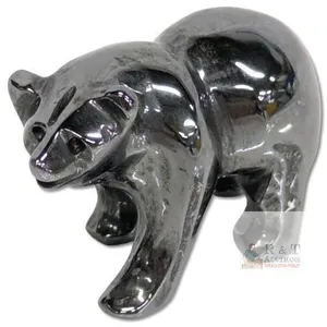 Tiny 0.75" Tall Carved Hematite Bear Figure Talisman