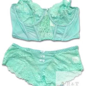New Size LG Women's Bow-Tiful 2-Piece Soft Lace Lingerie Bra & Panties Set