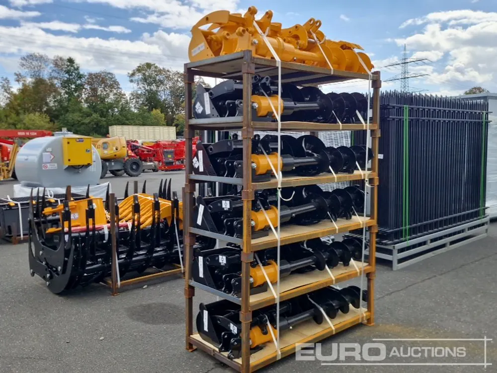 Unused 2026 GIYI Qty (8) Excavator Set (6 of), Rake, Ripper, Graber, 12" Auger, 16" Auger, 8" Narrow Bucket, 24" Bucekt, 32" Bucket to suit CAT301 Ex