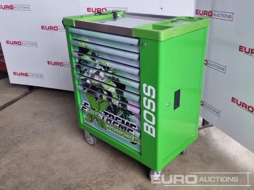 Unused Boss Roller Tool Chest, 7 Drawer, Side Storage Compartment, 258 Piece Tool Set (Green)