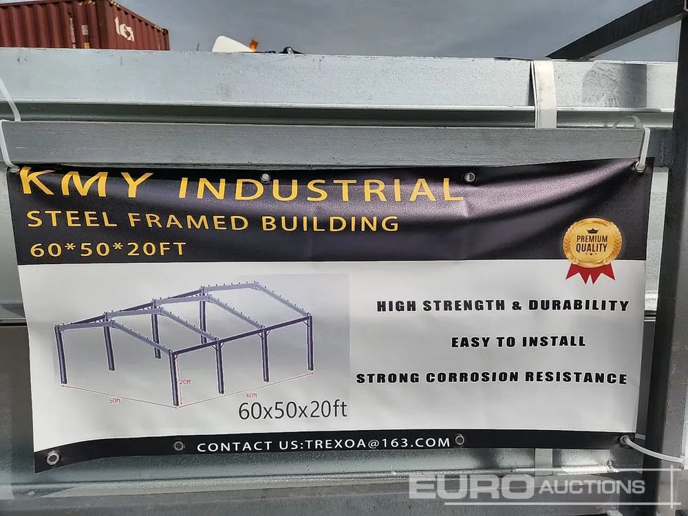 Unused 2026 KMY Industrial Galvanized Steel Framed Building 60' x 50' X 20'