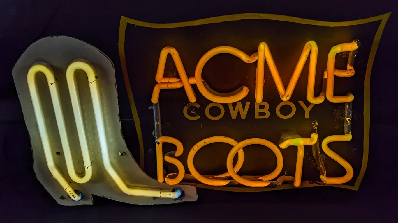 VINTAGE ACME COWBOY BOOTS NEON SIGN