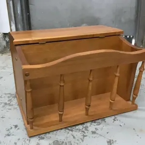 “DECORHOME” MAPLE MAGAZINE RACK W/ SIDE STORAGE