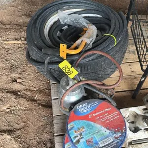 Assorted hose and sprayer/ small tire and rim