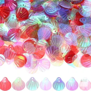 New 1200-Pack Seashell Sequins, 100g Shell Shape Loose Sequins with 2 Holes for DIY Craft/Sewing/Applique/Earrings/Clothing, Sea Shell Flakes [Multico