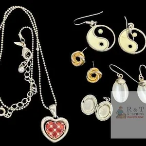 Vintage Avon Heart Necklace Rhinestone Spinner 16-19” (w/ Extender), Yin Yang Dangle Earrings, Tiny 0.75" Locket, 2 Pairs Non-Magnetic Pierced Earring