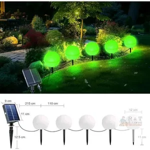 New - Mexllex 5-Pack LED Solar Globe Stake Lights, RGB Changing Colors, Outdoor Garden Pathway Decor