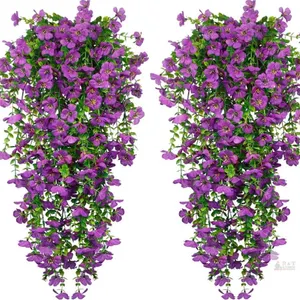 New 2pc Homsunny Artificial Hanging Flowers, Purple, 15" Tall With 16" Long Hanging Portion l, X004VTZN1D