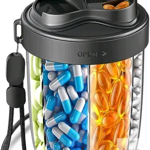 New Large Pill Organizer, Supplement Organizer with 7 Compartments, Anti-Mix Medicine Organizer, Wide Openings Design, Easy to Use, Pill Case Includes