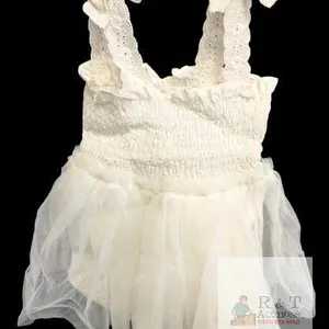 New Size 3-6 Months Cutey N Coolty Twinkle Tulle Romper (Off-White) 100% Cotton, H10387 , Lightweight Cool Summer Finery