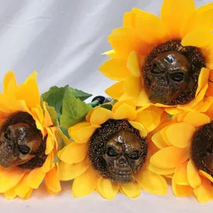 New Suncalla 26" Large Outdoor Sunflower Skull Solar Lights Skeleton Stake Lights for Garden Yard Patio Lawn .