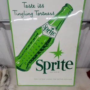Vintage 1960s Sprite "Taste Its Tingling Tartness" Tin Advertising Sign 20 x 27.6"