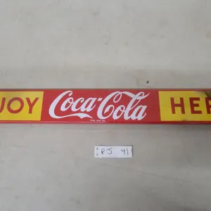 Vintage "Enjoy Coca-Cola Here" Porcelain Push Advertising Bar 3 x 31"