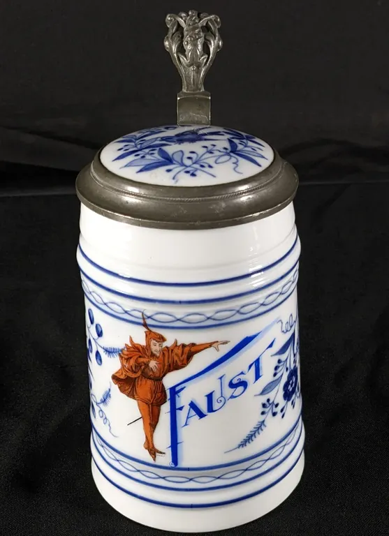PRE PRO BEER LITHOPHANE STEIN MUG TONY FAUST'S OYSTER HOUSE FAUST LAGER BEER ANHEUSER BUSCH ST LOUIS