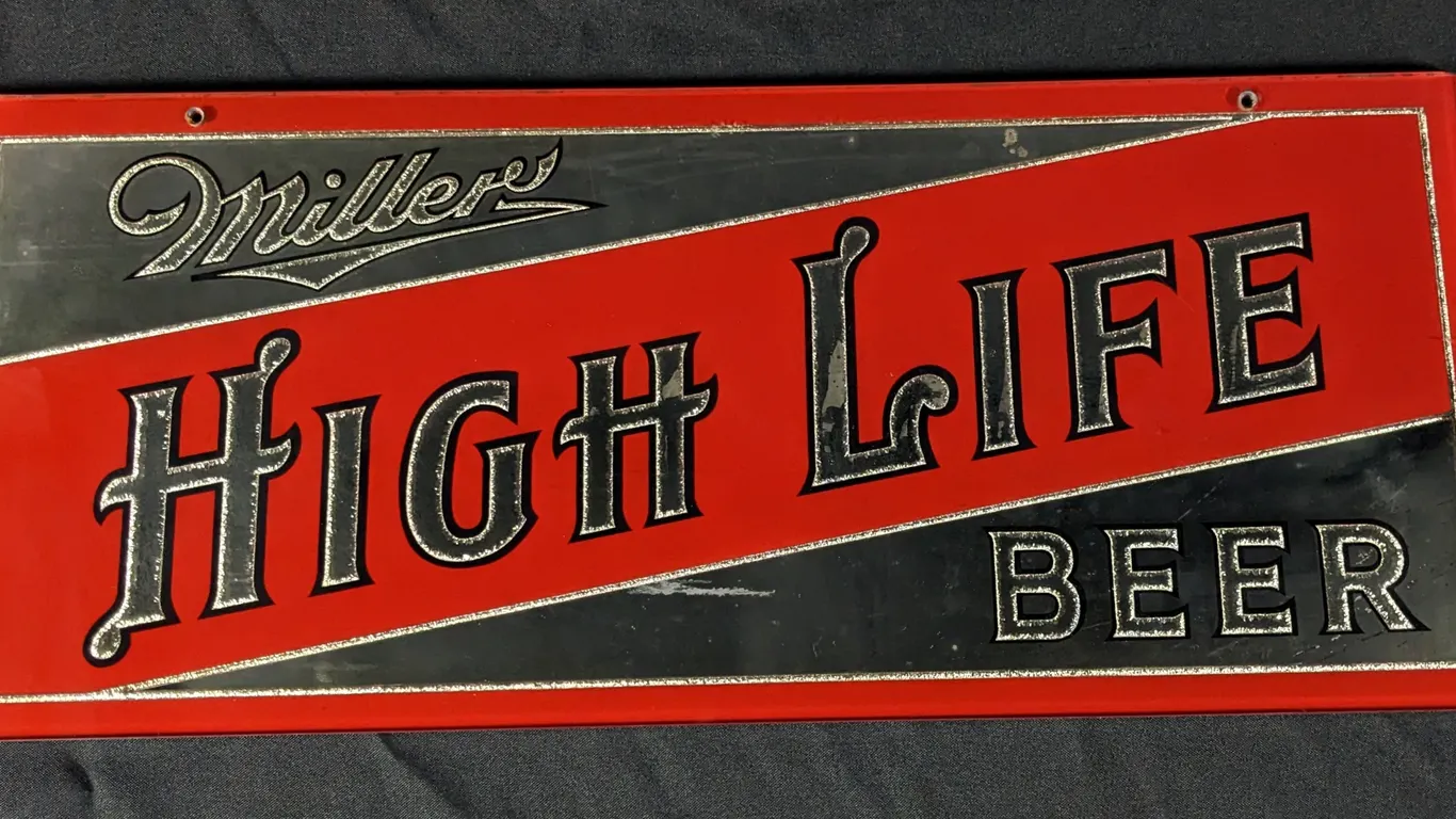 PRE PRO RPOG GLASS SIGN MILLER HIGH LIFE BEER MILWAUKE WISCONSIN