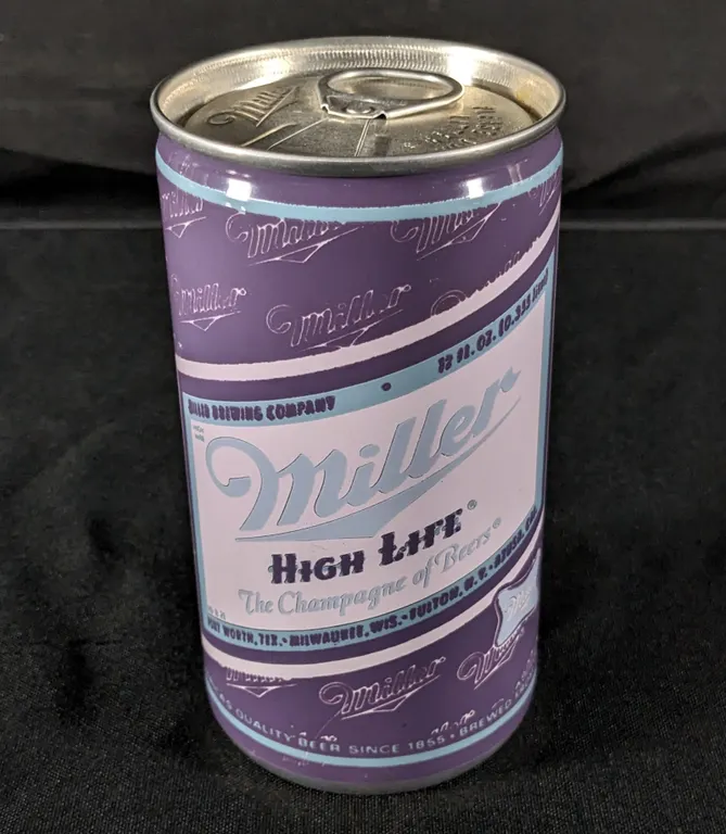 TEST CAN PULL TAB MILLER HIGH LIFE BEER MILWAUKEE PURPLE
