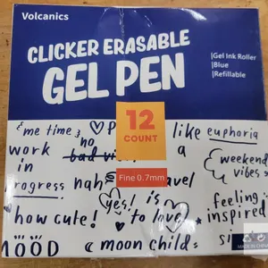 New - 12-Pack Volcanics Clicker Erasable Gel Pens , Blue