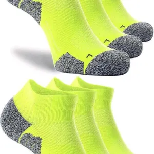 New Size XL Unisex 6 Pairs - Neon Greeb - CWVLC Cushioned Compression Athletic Ankle Socks (2 Packs of 3)