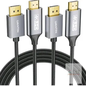 UANTIN 2-Pack 4K DisplayPort to HDMI Cable 6Ft Long 1080P@120Hz ,1440P/2K@60Hz Uni-Directional DP to HDMI Male Braided Cord Display Port to HDMI Cable