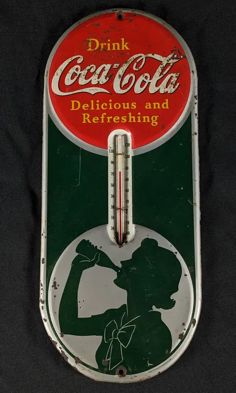 TIN THERMOMETER SIGN DRINK COCA COLA DELICIOUS AND REFRESHING