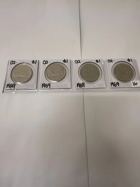 (4) 1969 Canadian One Dollar Coins