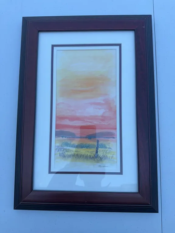 Paul Lalande Framed Landscape Painting, 11.5x6 Inch Art, 19x13.5 Inch Frame