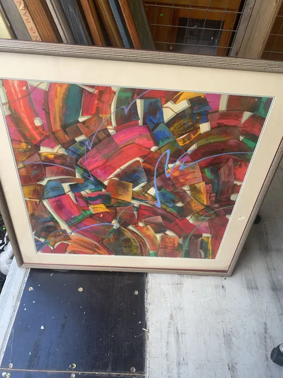Paul Lalande Signed Abstract Art Print, 30" x 31.5" Image, 40" x 38.5" Framed