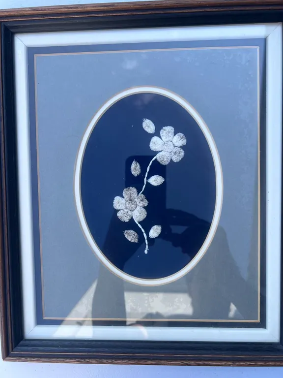 Moose Hair Tufting Floral Artwork by Therese Lafferty