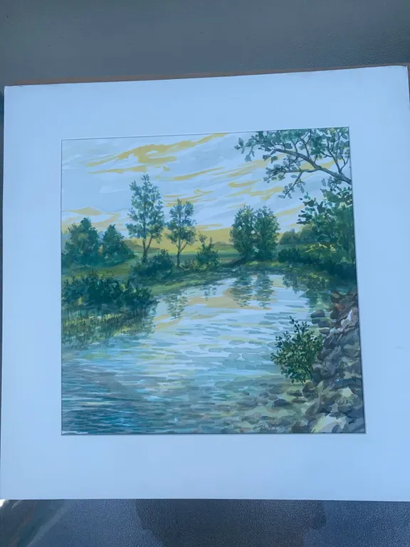 Paul Lalande 1997 Framed Landscape Watercolour, 17.25" x 17.5" Frame
