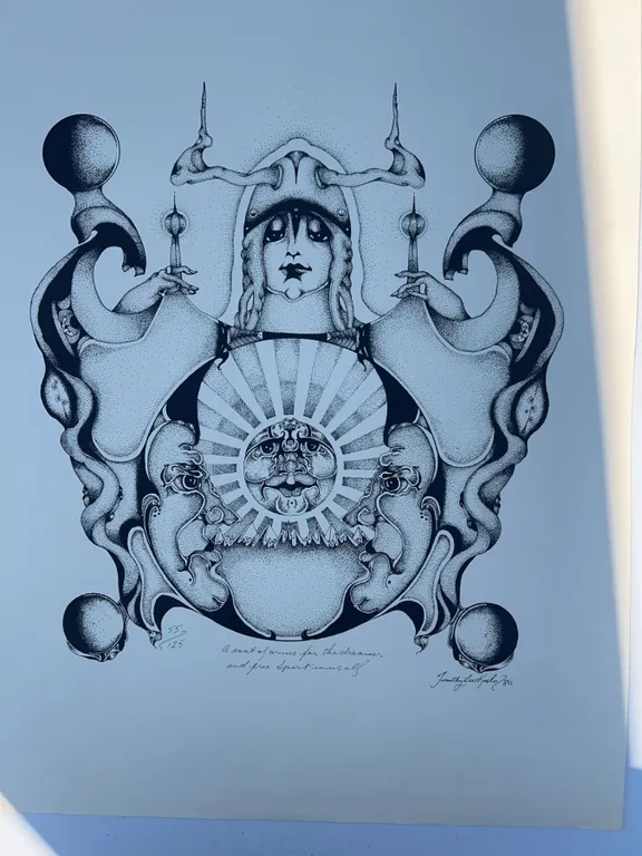 Limited Edition Surrealist Art Print Signed 1978, 23x17.5 Inches