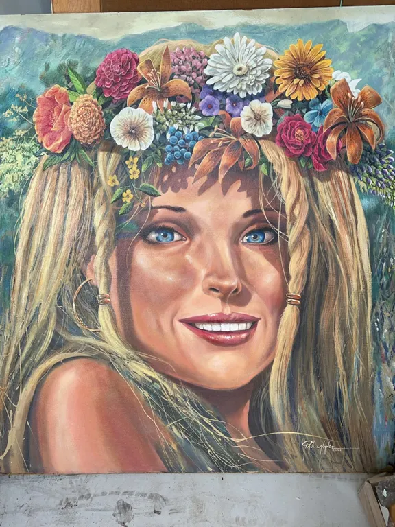 Paul Lalande Original 48"x48" Portrait with Floral Crown