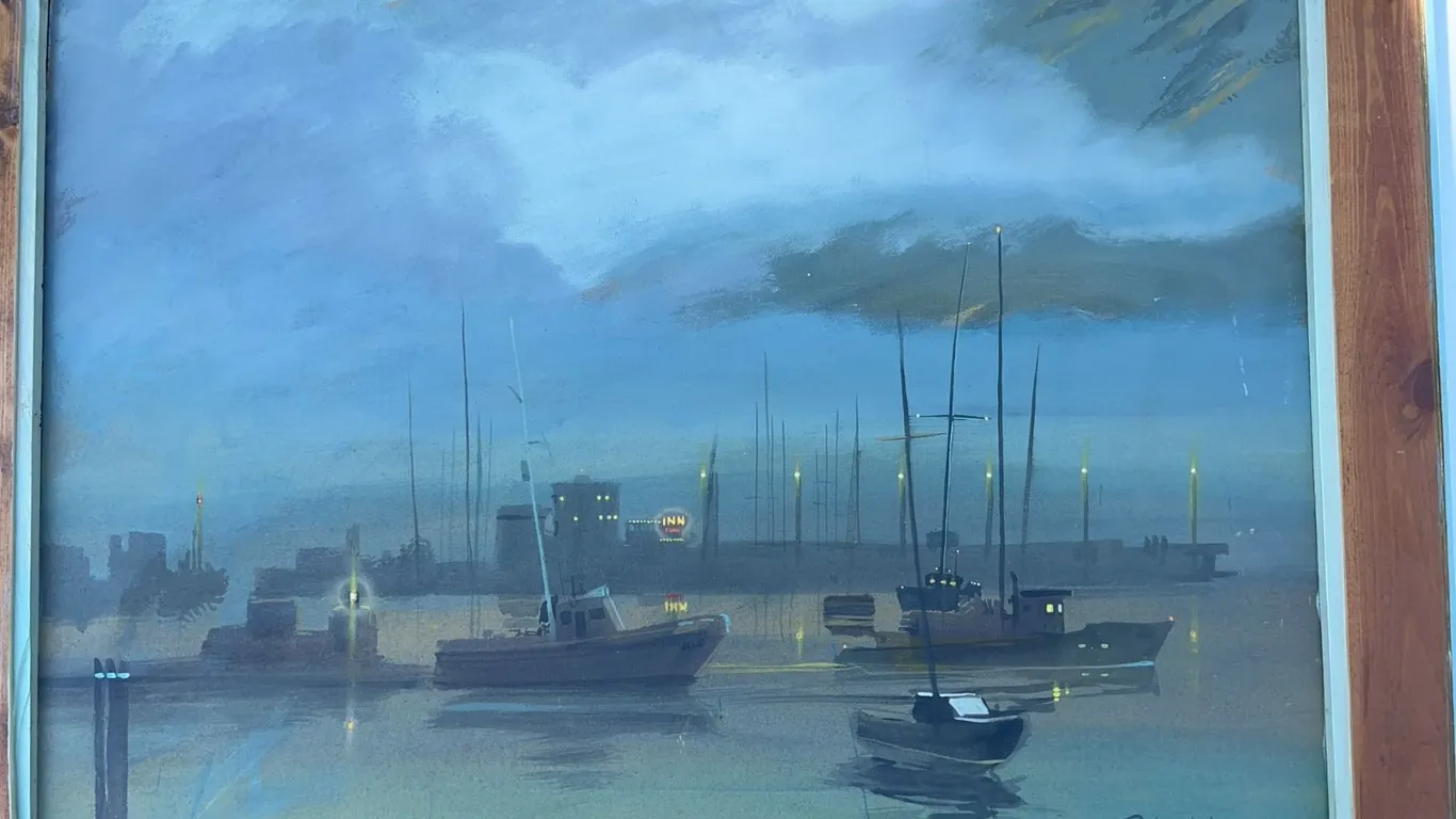 Paul Lalande 2001 Signed Harbour Scene Painting With Frame