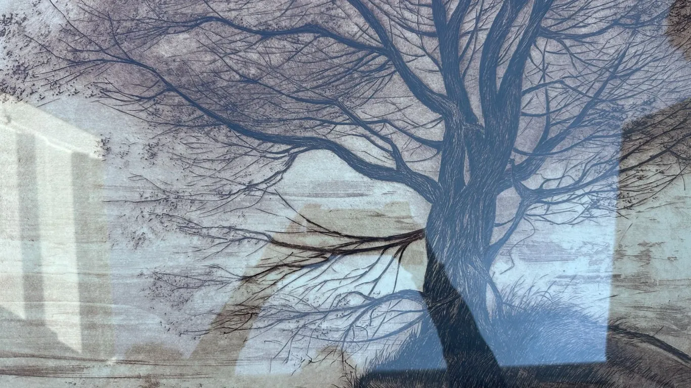 Framed Tree Landscape Art, Frame 32x26, Painting 23.5x17.5