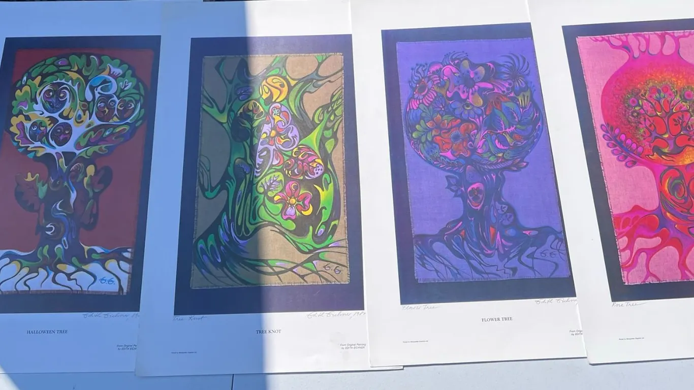 Four 26x16.5” Edith Eichner Tree Art Prints 1980